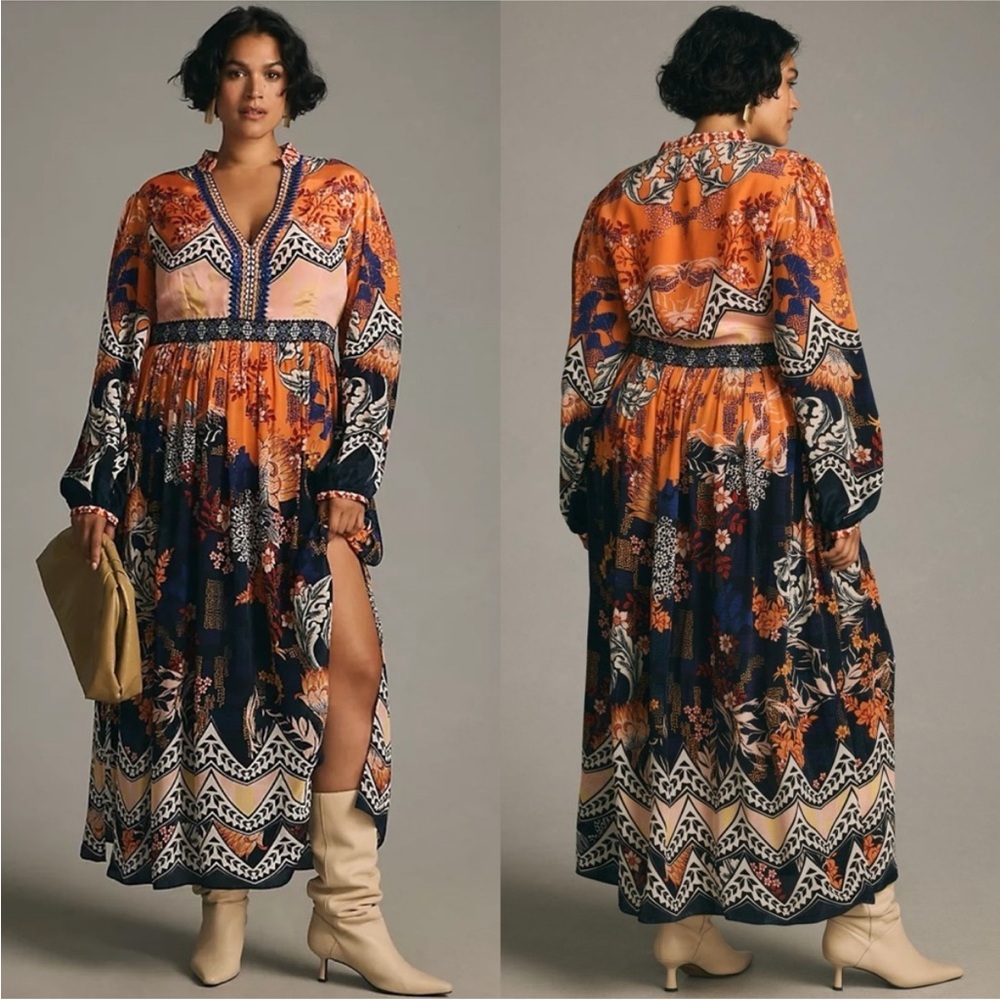 Anthropologie Bhanuni By Jyoti Brown Size 4 Maxi Dress
